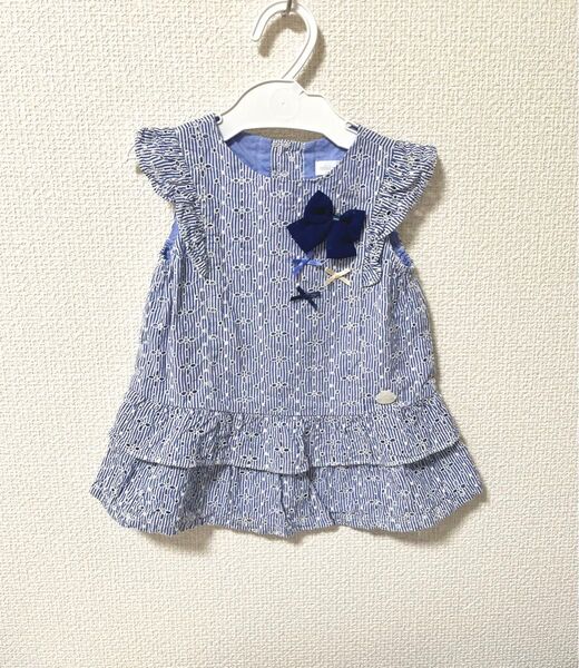 ミキハウス 2段 フリル 刺繍 ワンピース 90