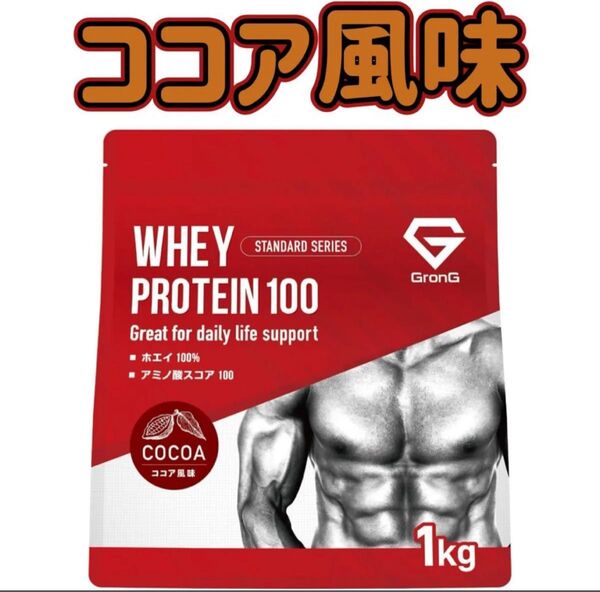 【ココア風味1kg】グロング プロテイン ホエイプロテイン 1kg スタンダード GronG