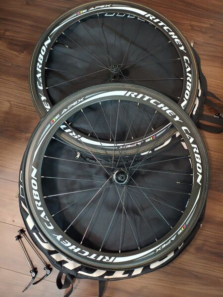 微使用ロードバイクホイールRITCHEY APEX CARBON リム高50mmチューブラー前後セット10速
