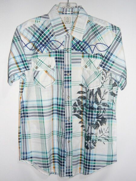 T&C Surf Designs 半袖 チェック柄 シャツ Mサイズ (タグなし・未使用) town&country 青系色