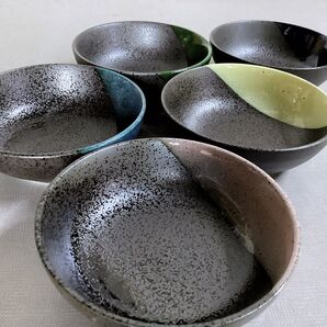 和食器 食器 皿 焼き物 黒 小皿 未使用 焼物 セット 5色 ピンク 白 青 緑 未使用