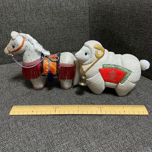 【追加あり】木目込み 馬と羊と辰の置物 3個セット 干支 置物 ハンドメイド 手芸