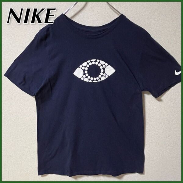 【NIKE】 ナイキ Tシャツ メンズ M ネイビー 袖ロゴ プリントTシャツ