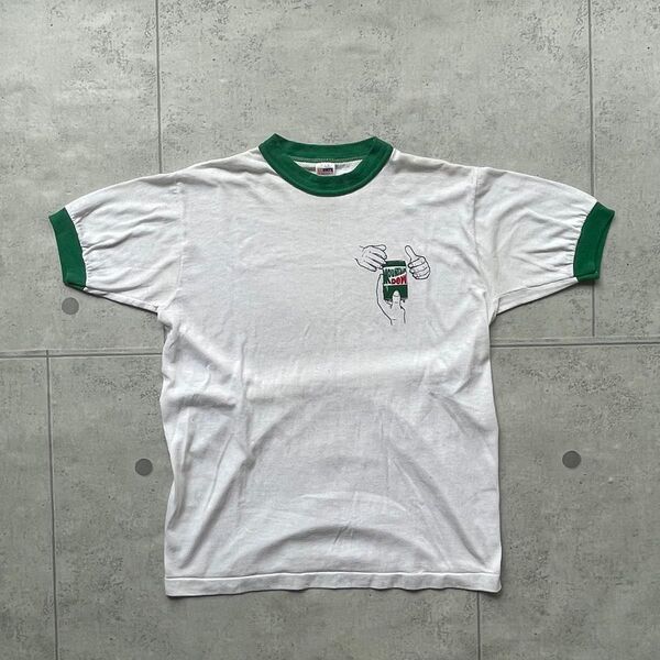 80s 90s マウンテンデュー リンガーTシャツ Mアメリカ製 企業系 白 緑