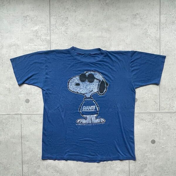 70s 80s スヌーピー Tシャツ L ジョークール 青 NFL アメフト