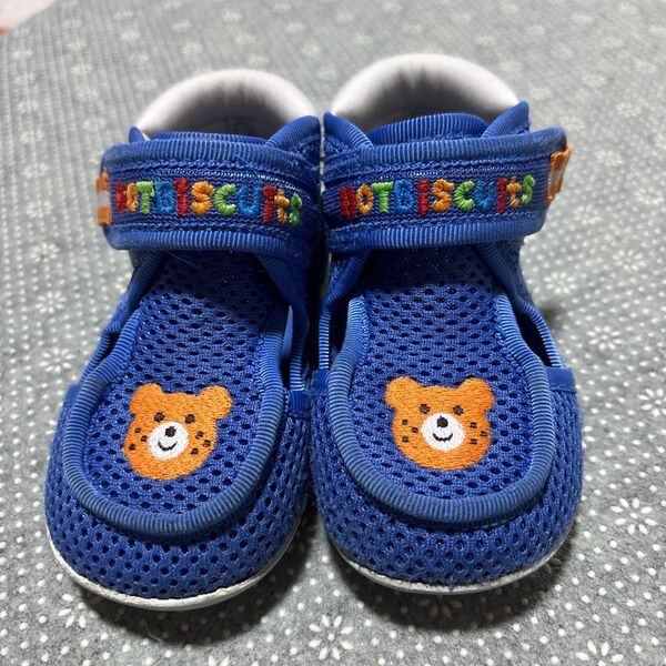 中古品 ミキハウス ホットビスケッツ サマーシューズ 12.5cm ブルー