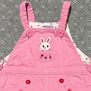ミキハウス うさぎ オーバーオール ピンク 80サイズ
