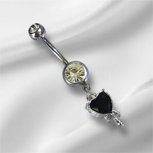 ボディピアス ダブルジュエル へそピアス ハート