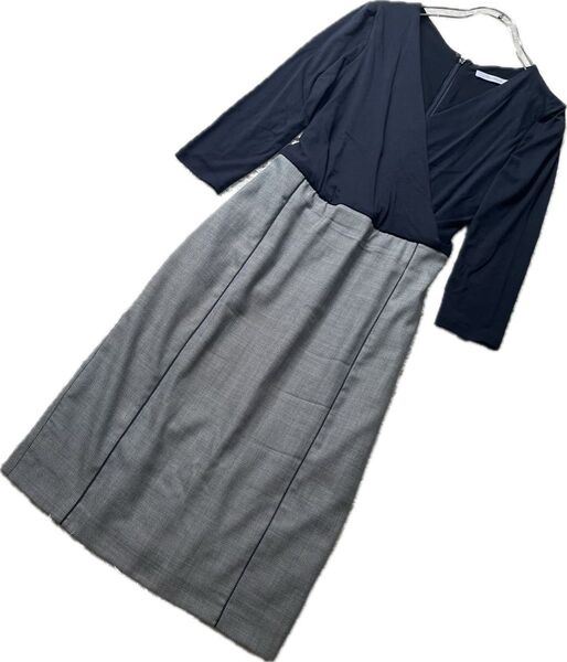 【最高級白タグ】MaxMara マックスマーラ カシュクールワンピース 長袖 切り替え 40 パーティー 2次会 同窓会