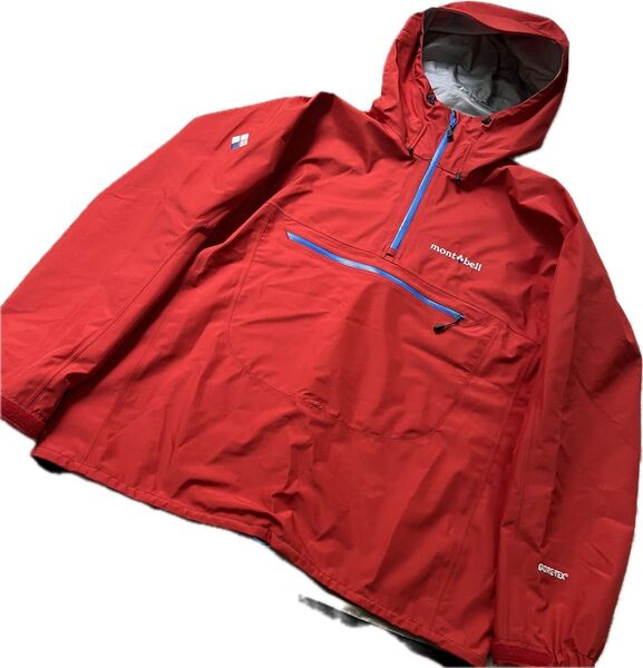 mont-bell モンベル フィールドレインアノラック ゴアテックス M レッド 農作業 雨具 軽量 登山トレッキング メンズ