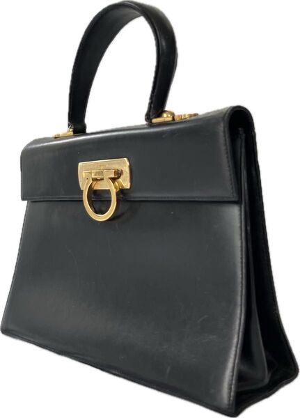 Salvatore Ferragamo サルヴァトーレフェラガモ フォーマルバッグ ハンドバッグ ガンチーニ 本革 黒 冠婚葬祭