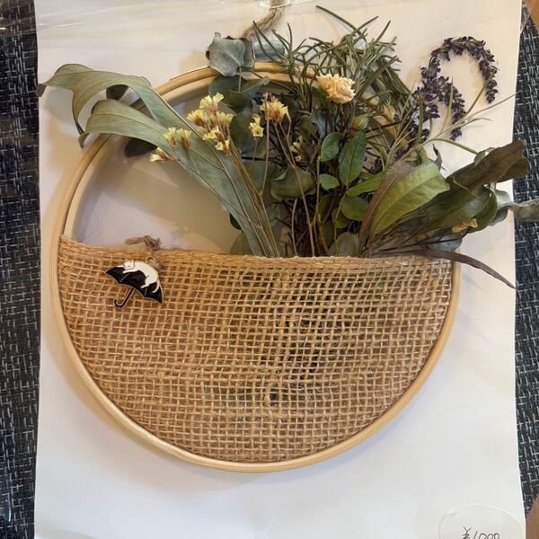 ドライフラワー アレンジ ハンドメイド 壁掛け 猫