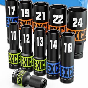 11個 12.7mm ディープソケットセット 1/2インチ インパクトソケットセット 10mm - 24mm 六角ソケットセット