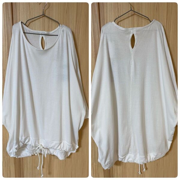 新品タグ付きルーズTシャツ☆ゆったり☆3L☆大きいサイズ☆ドルマンスリーブ☆半袖☆ホワイト☆LL☆2L☆ワイド