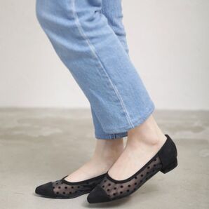 SESTO セスト パンプス ドットチュール ローヒール ポインテッドトゥパンプス