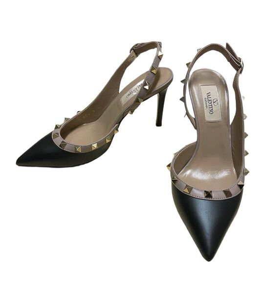 VALENTINO ヴァレンティノ ロックスタッズ レザー ストラップパンプス ブラック 35