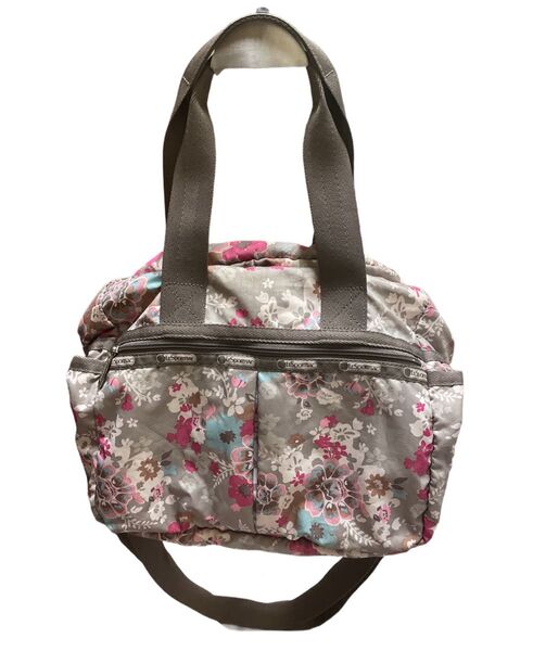 lesportsac レスポートサック 花柄 ショルダーバッグ 2WAY トートバッグ グレージュ ピンク