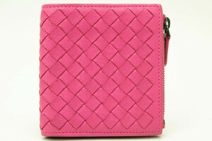 Bottega Veneta * compact бумажник сетка розовый серия кожа женский *93108