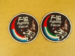 【2枚セット】F-16 FIGHTING FALCON ファイティング・ファルコン刺繍ワッペン/ハヤブサ隼パッチ米軍ミリタリー戦闘機サバゲー空軍 431