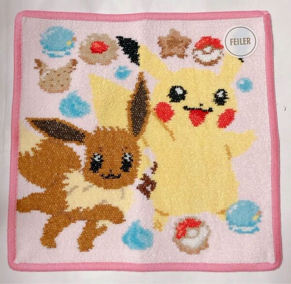 ポケモン ラブラリーバイフェイラー ハッピースウィーツ ピカチュウ&イーブイ ハンカチ 新品未使用