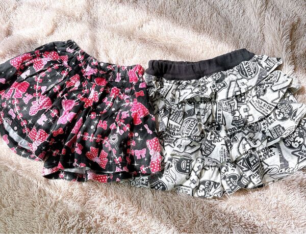 丸高衣料 派手可愛なキュロット 2点セット 130センチ りぼん 女児 ショートパンツ ティアード