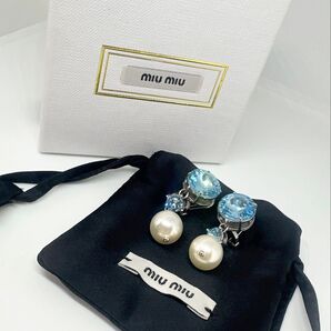 miumiuイヤリング 大森元貴 パールクリスタルブルー ミュウミュウ ビジュー