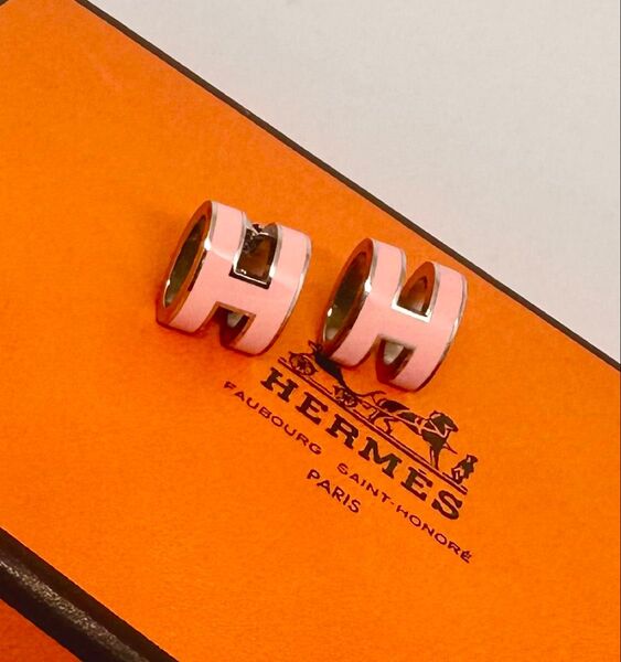 激安訳あり エルメス ポップアッシュHピアス ピンク シルバー HERMES