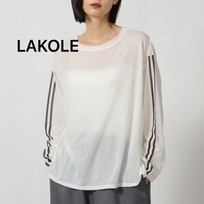 LAKOLE 袖ラインプリント長袖T フリーサイズ