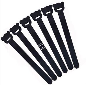 ケーブル結束バンド 60本 15cm 結束バンド 収納バンド 黒 くま型