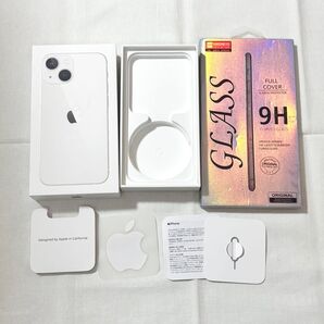 iPhone 13mini 箱 SIMピン アップルステッカー ガラスフィルム 保護フィルム 付き