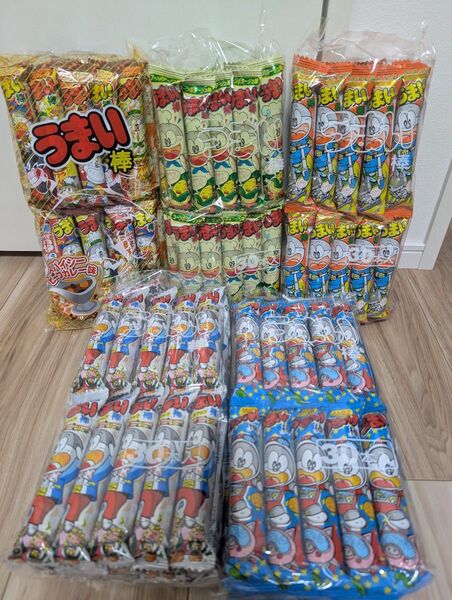 うまい棒 コーンポタージュ味 チーズ スパイシービーフカレー サラミ とんかつソース