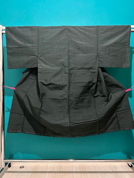 メンズ 男物 男性 着物8 濃緑 深緑 単品 しつけ糸 浴衣等好きな方へ 送料無料