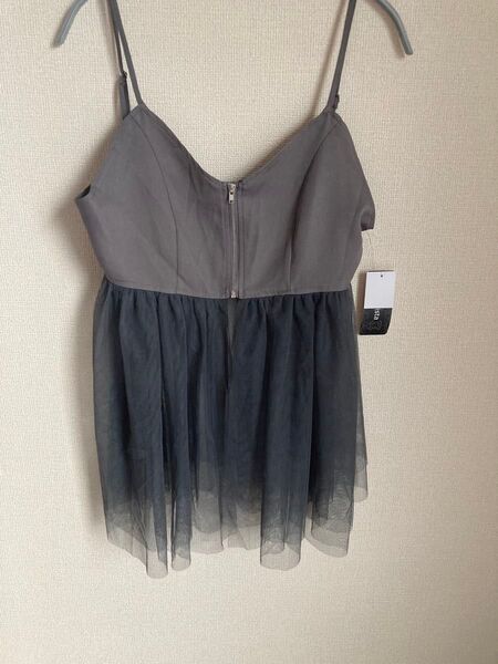 【新品】しまむら チュールZIPキャミビスチェ 濃灰 Lサイズ
