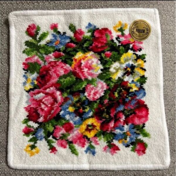 【新品】 FEILER フェイラー タオルハンカチ ローザンヌ ホワイト 白 花柄 シェニール織
