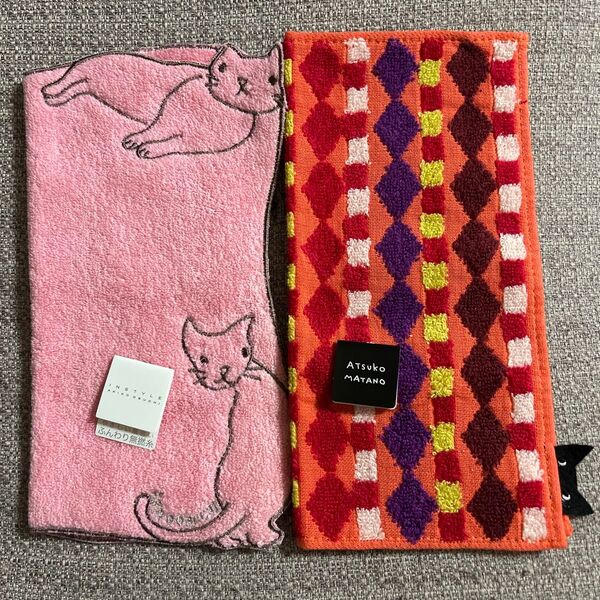 【新品】猫ちゃん タオルハンカチ 2枚セット マタノアツコ アキコオブチ ネコ ねこ