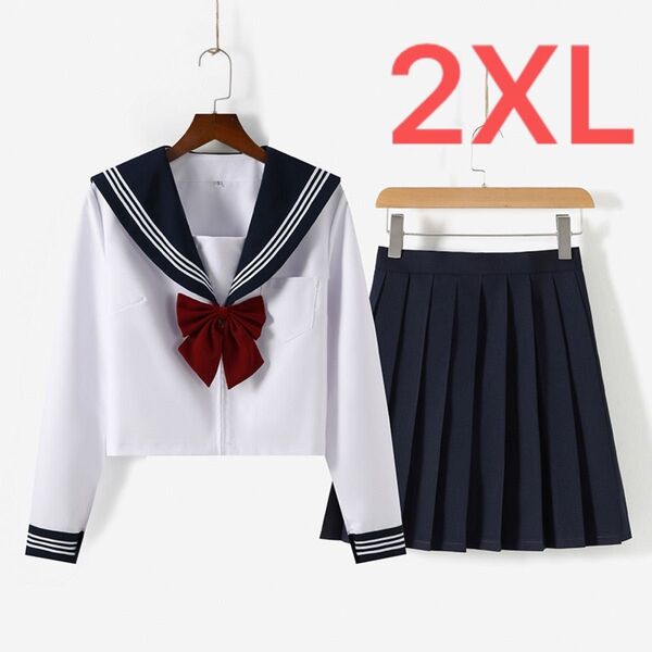 【2XL】コスプレ セーラー服 JK制服 学生服 写真集 長袖 花見 高校制服