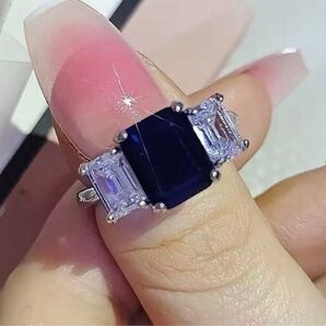 最新作☆お洒落☆早い者勝ち超特価☆サファイアCZ&ダイヤモンドCZイタリーファッションリング