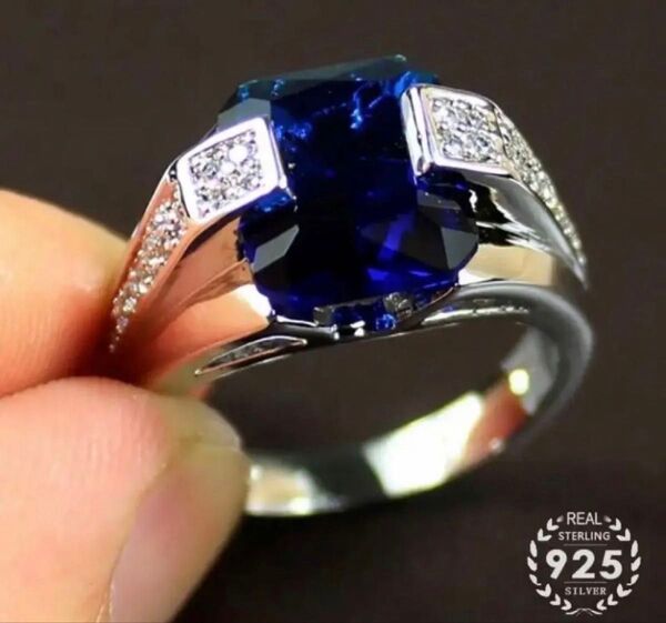 人気デザイン☆おしゃれ☆シルバー925☆サファイアCZ&ダイヤモンドCZイタリーファッションリング
