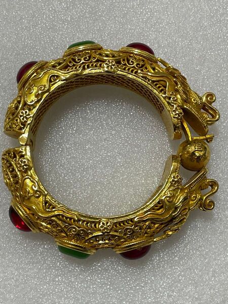中国骨董品 時代物 双龍型ブレスレット 吉祥如意 縁起物 お守り 風水改善 金運UP