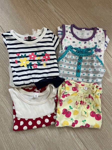 女の子 トップス ベビー セット シャツ タンクトップ ノースリーブ ワンピース 80