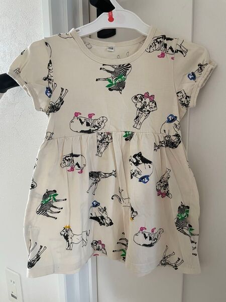 女の子 ワンピース アニマル柄 110 半袖Tシャツ チュニック トップス Tシャツ 女の子 子供服