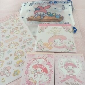 マイメロディ メモ帳3冊 シール 巾着 新品未使用 匿名配送