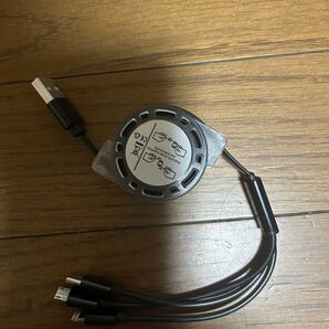 巻き取り式 充電ケーブル 3in1 USB microUSB typeC lightning