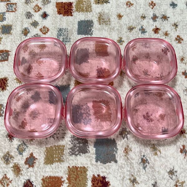 iwaki イワキ 耐熱ガラス 保存容器 200ml 6個セット ピンク 耐熱ガラス食器 耐熱容器