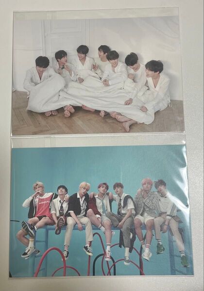 BTS 防弾少年団 ALL 全メンバー ポストカード 両面 2枚セット 17×12cm サイズ 美品 公式