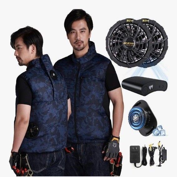 ペルチェ 冷却服 空調服 冷却器 扇風機付き 32V 超高出力 20000mAh 熱中症対策 冷却ベスト ファン付きベスト LL
