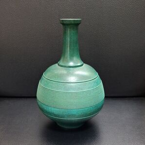 【中古美術品】青銅花瓶 一輪挿し 箱無し本体のみ