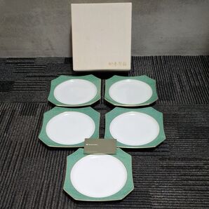 【未使用品】有田焼 香蘭社 角皿 5枚セット 共箱有り