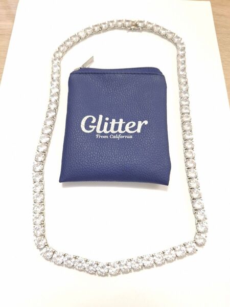 【中古アクセサリー】Glitter グリッター 石付きネックレス 60cm ジルコニア 人工ダイヤ
