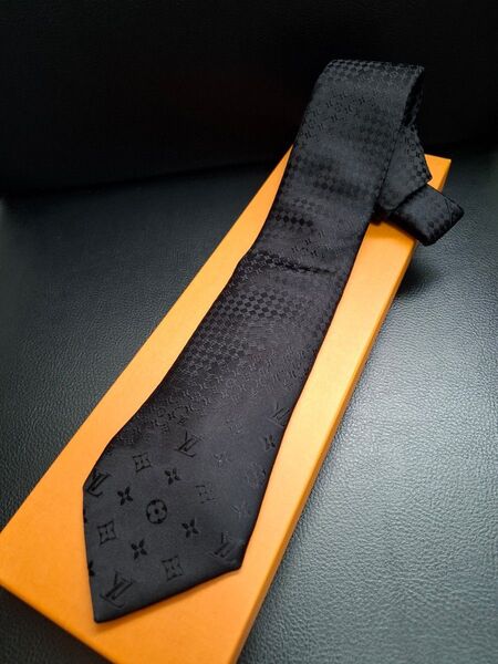 【美品中古】LOUIS VUITTON ルイヴィトン ネクタイ モノグラム×ダミエ ミックスロゴネクタイ シルク100 イタリア製